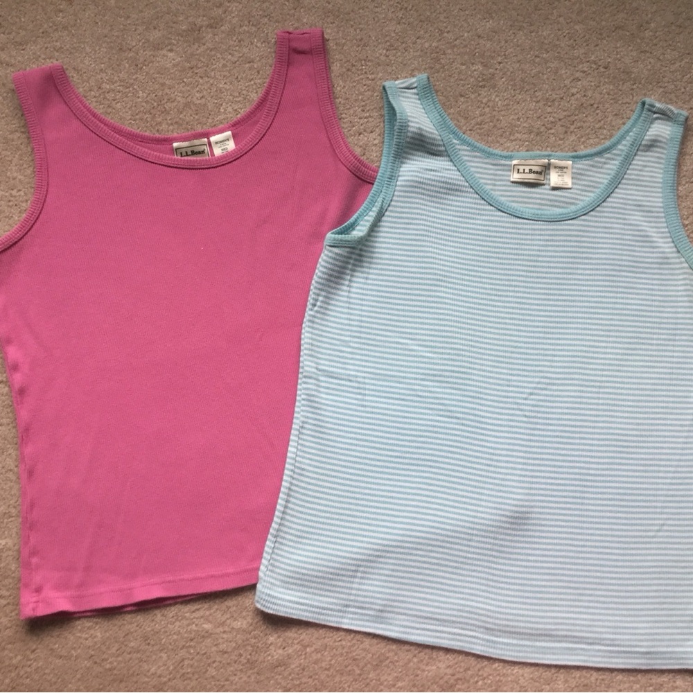 L.L. Bean women’s Medium Tank Tops - Pink and Aqua/White